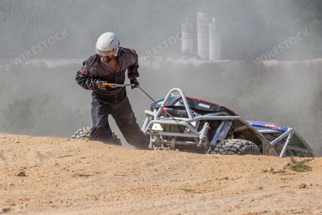 An Off-road racing car covered with mud during National All Terrain Championship Portugal 2017