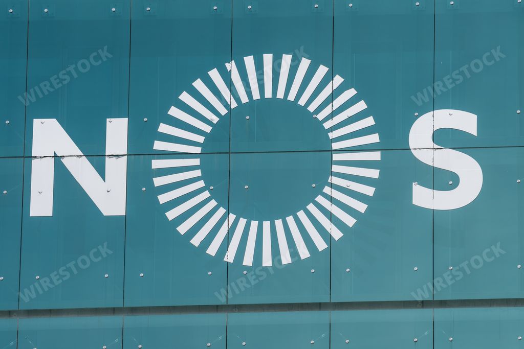 A NOS communications company logo in Lisbon