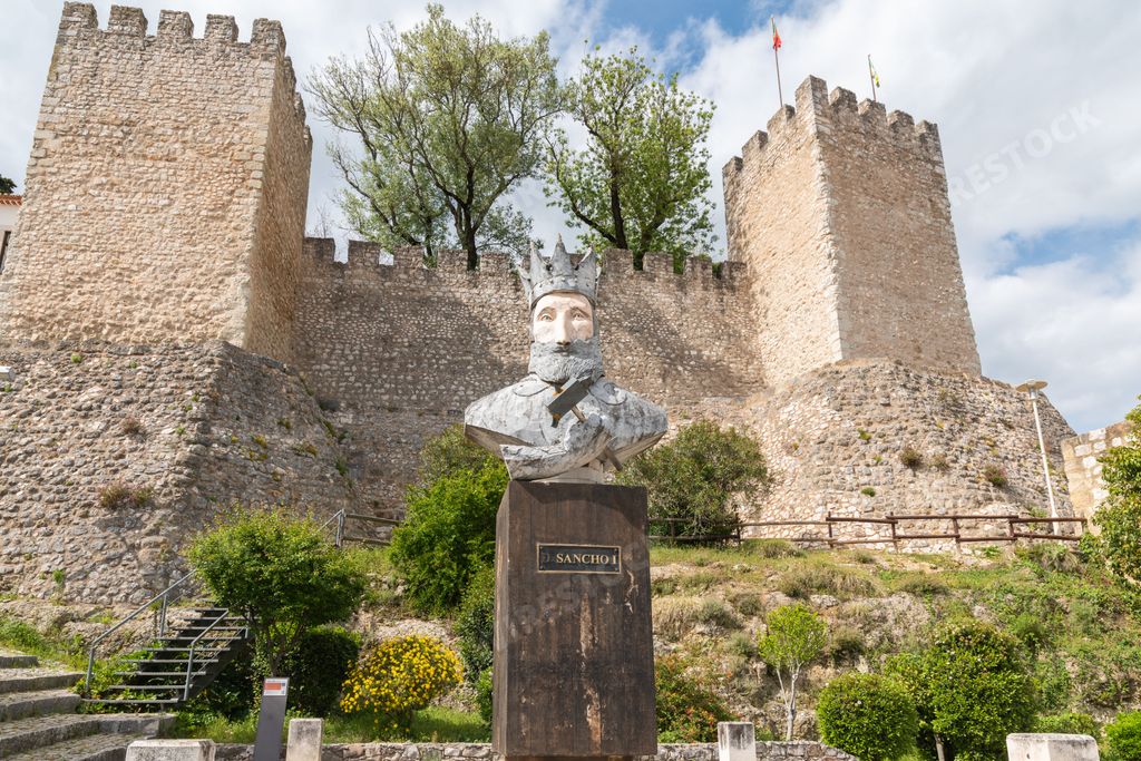 The statue of D. Sancho I in front of Torres Novas Castle in Sines, Portugal.