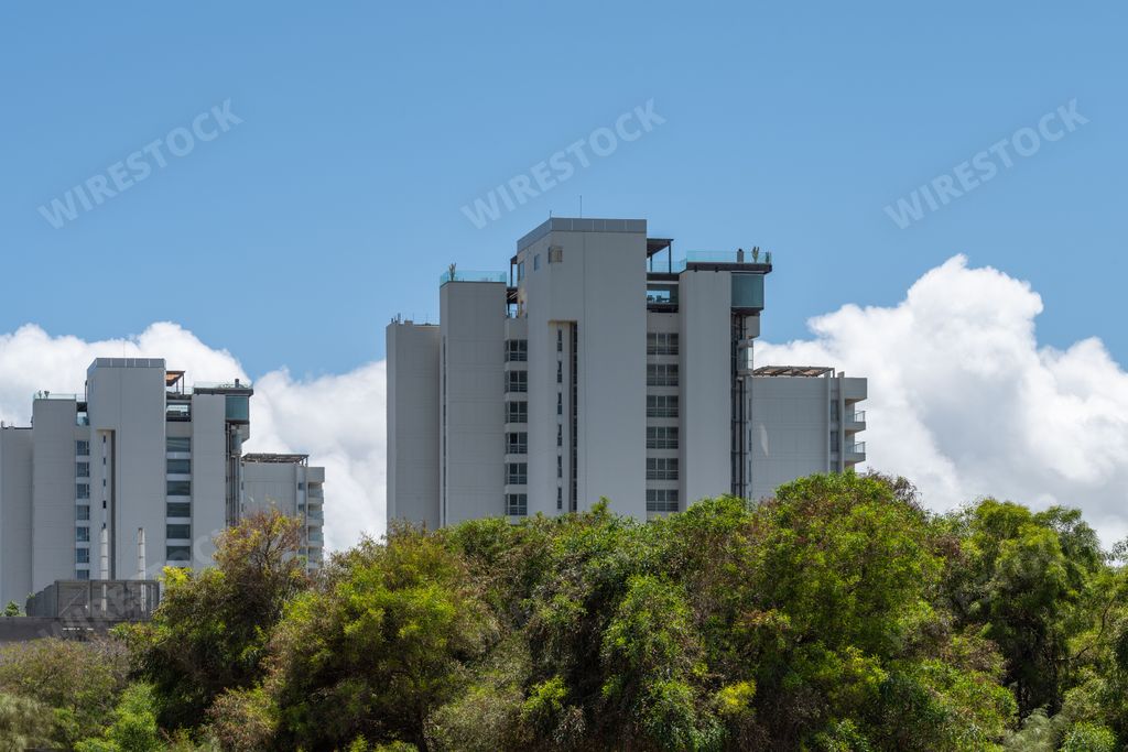 The towers of the Aqualuz Suite Hotel on the Troia peninsula, Portugal