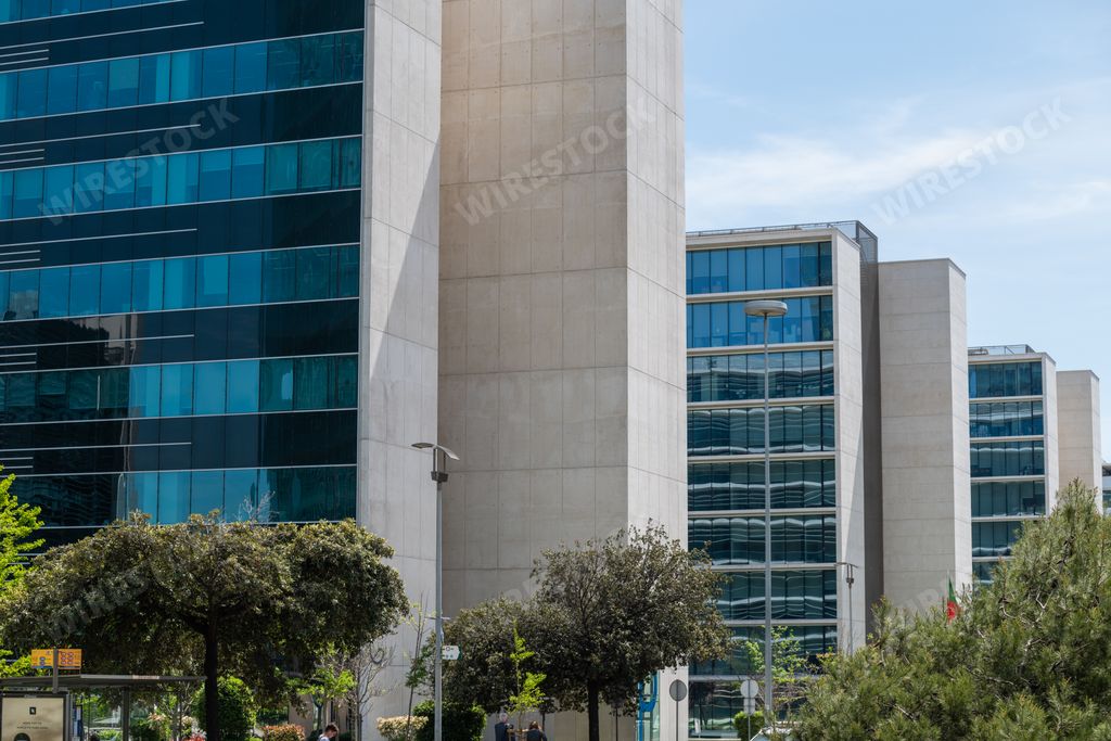 The several buildings with modern architecture on Avenida D. Joao II in Parque das Nacoes
