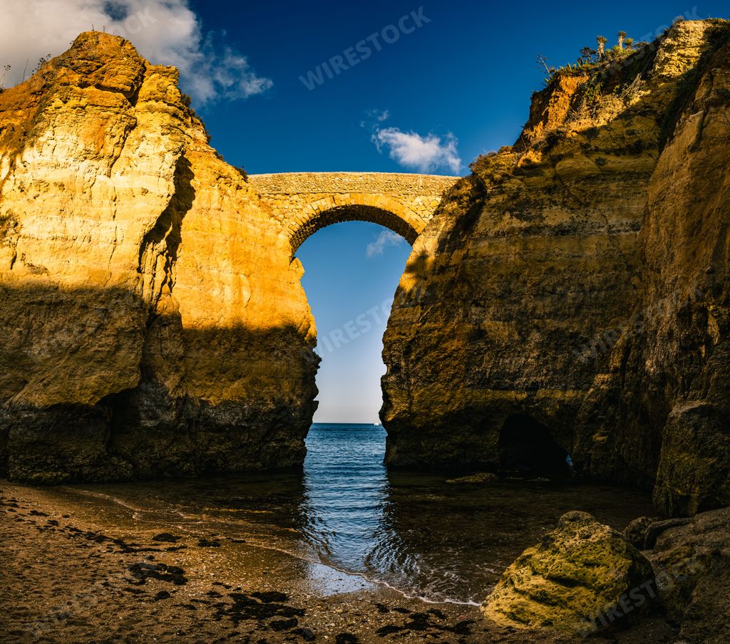 An amazing shot of the Beach Estudantes in Lagos, Portugal