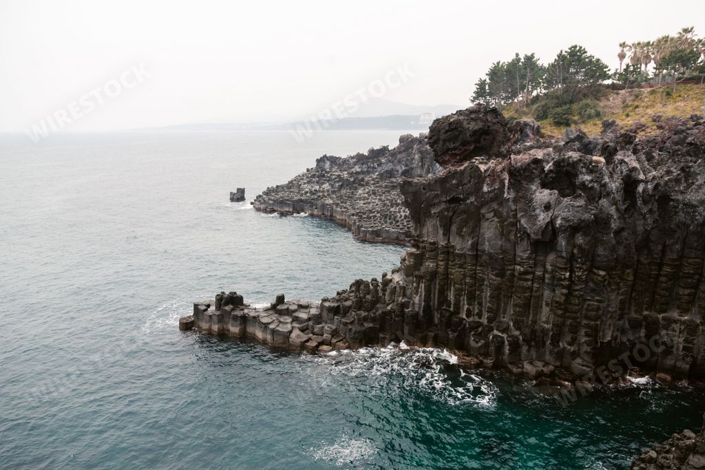 The Daepo Jusangjeolli Cliff on Jeju Island - the largest column rock formation in South Korea