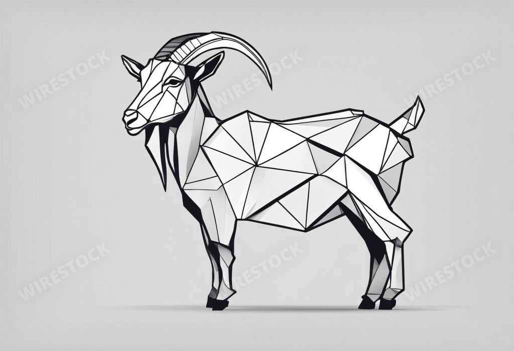 AI-generated geometric illustration of a goat with a polygonal design on a light background.