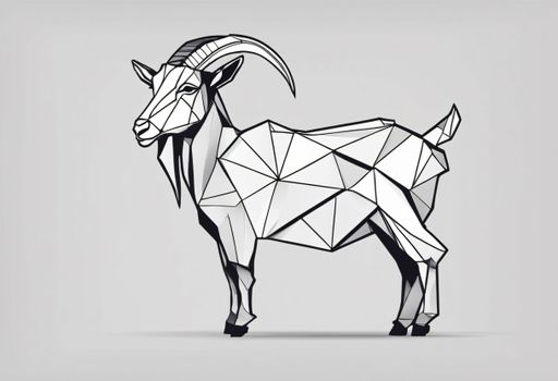 AI-generated geometric illustration of a goat with a polygonal design on a light background.
