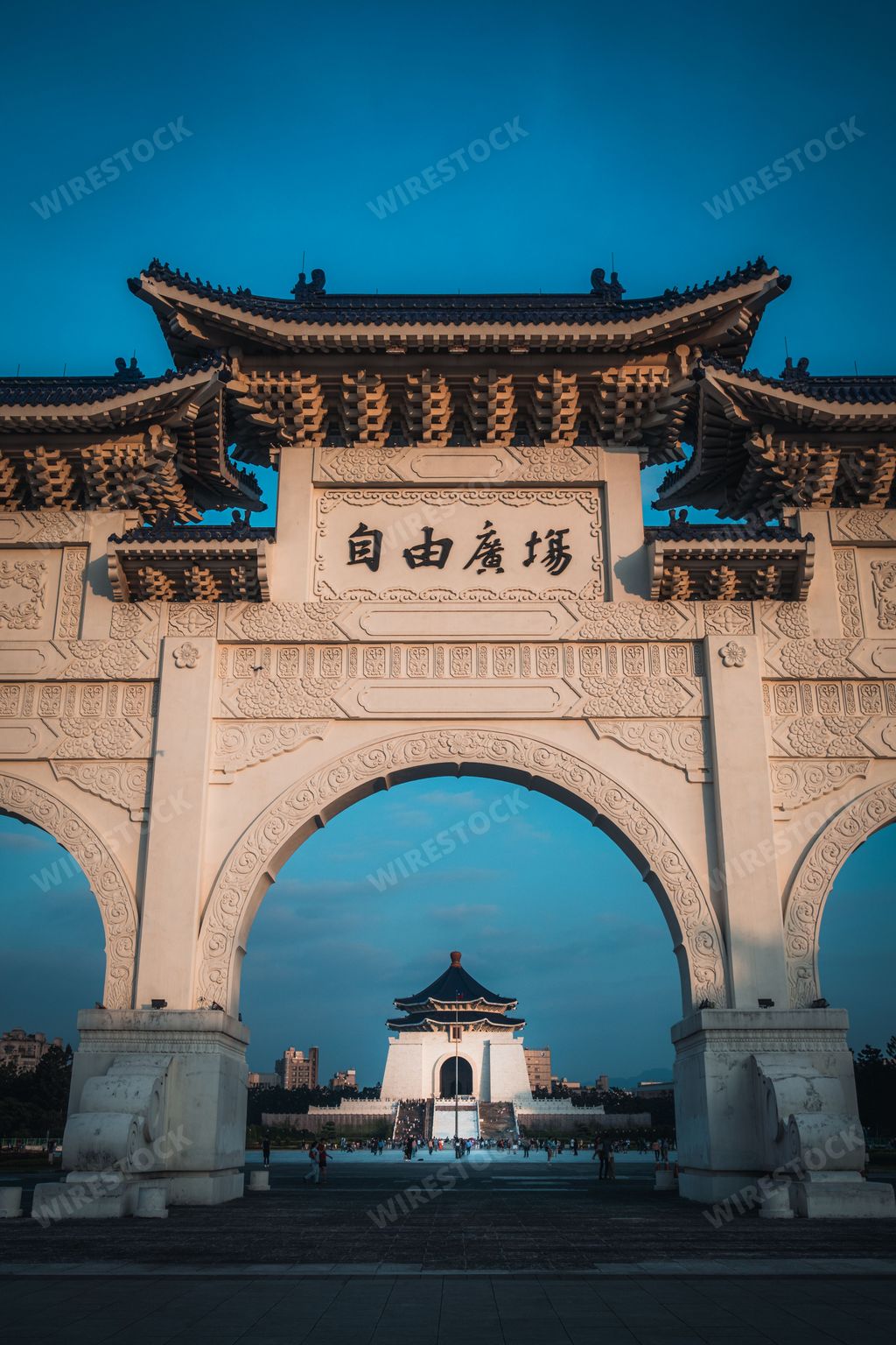 The Chiang Kai-Shek Memorial Hall in Taiwan under the blue sky