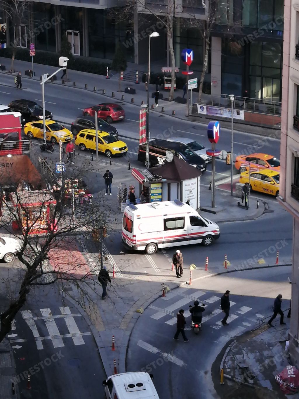 An aerial view of the Osmanbey Metro Station street