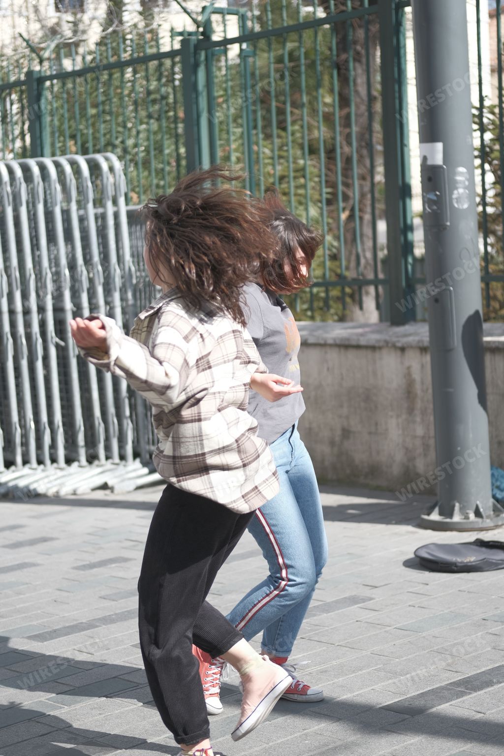 Turkey, Istanbul - Jun 6,2020 : Beautiful girls dancing on the street. Street Music.
