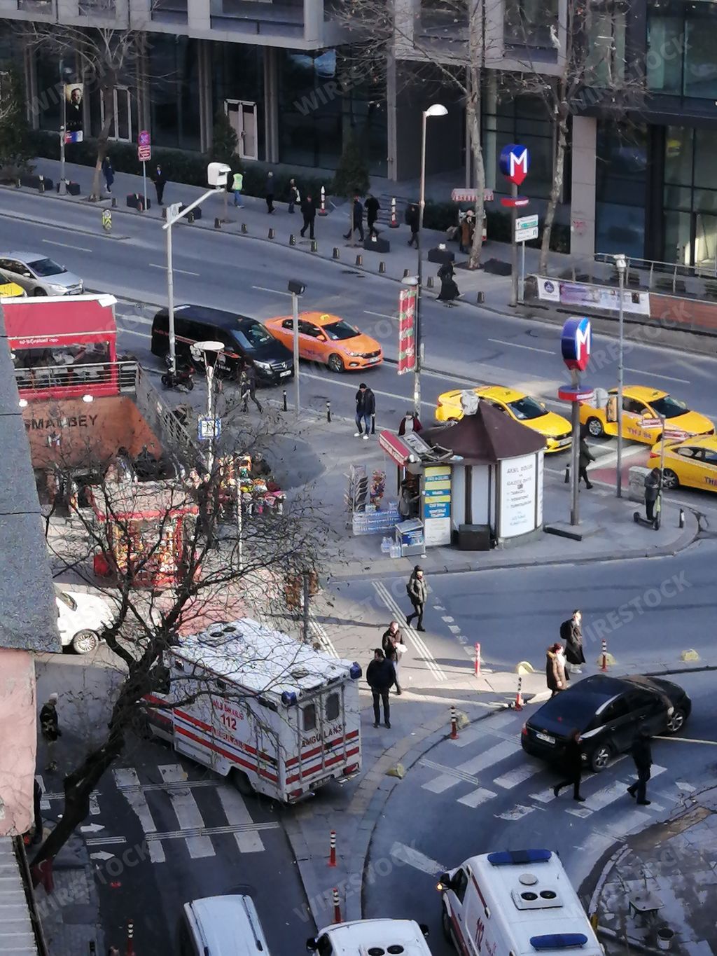 An aerial view of the Osmanbey Metro Station street