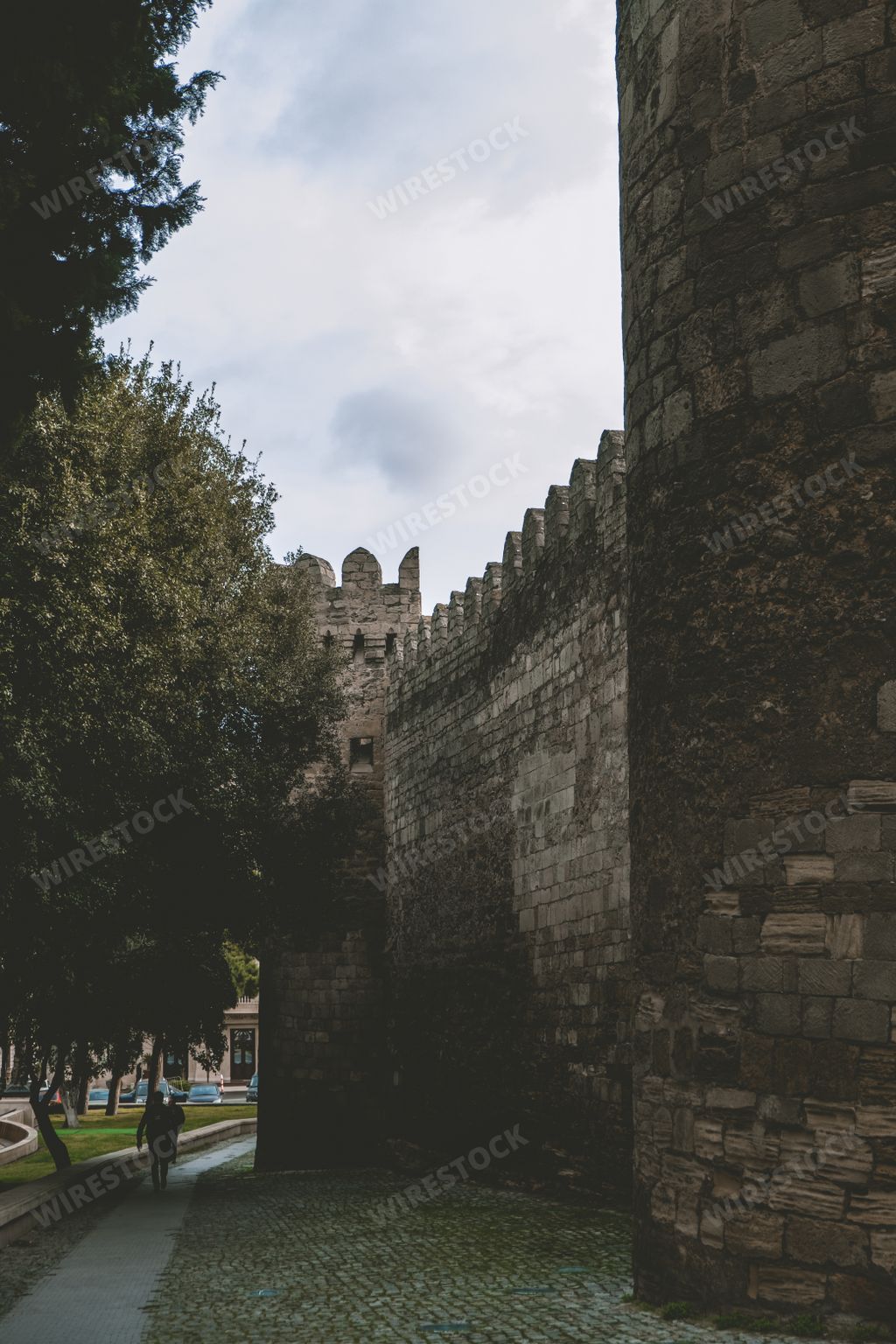 Azerbaijan, Baku - 05.05.2020: Icheri Sheher in Baku. Gate of the old fortress, entrance to Baku old town. Walls of the Old City in Baku .