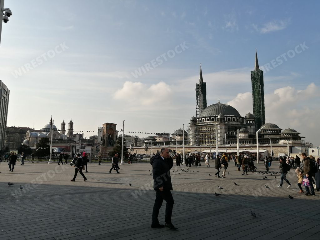 A busy day at the Taksim Square in Istanbul, Turkey