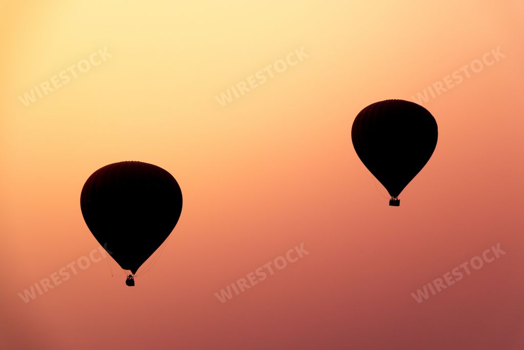 A beautiful view of hot air balloons over Bagan, Myanmar at sunrise