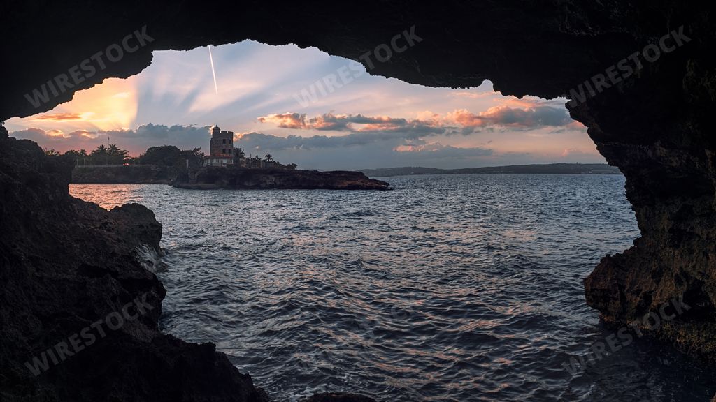 A beautiful view of the Castle of Cabarroca in the province of Matanzas, Cuba at sunset