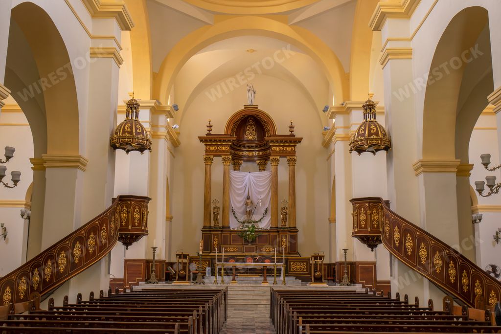 The interior of the cathedral of San Carlos Borromeo de Matanza, Cuba