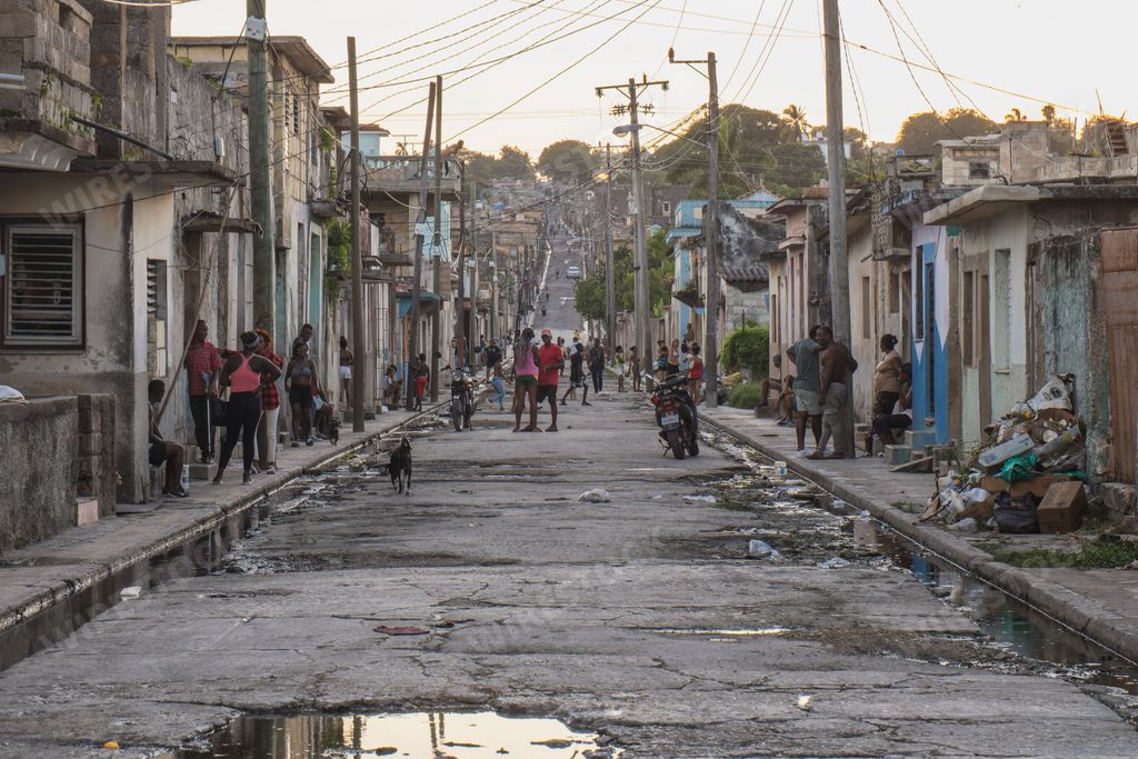 A poor sight of people on the dirty streets of Matanzas, Cuba