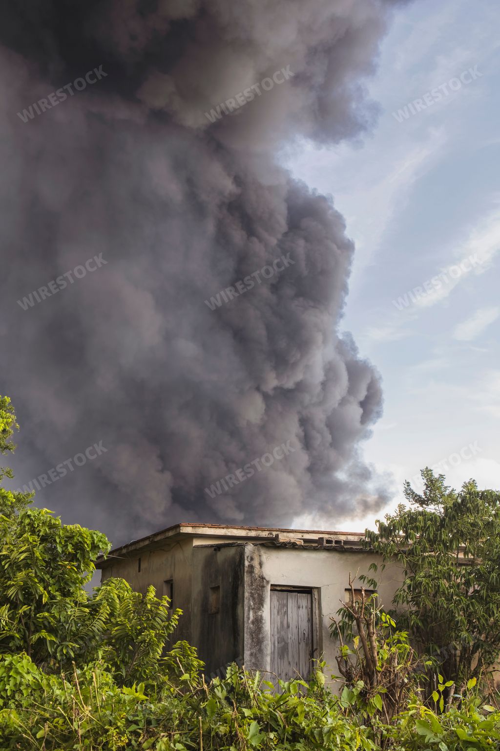 A view of the smoke curtain after the explosion of fuel tanks in Matanzas, Cuba
