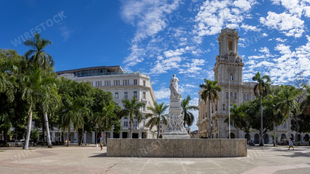 A back view of a statue of Jose Marti in Central Park, Old Havana, Cuba