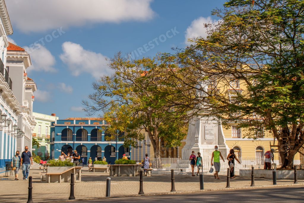A closeup of the Plaza de La Vigia in Matanzas, Cuba