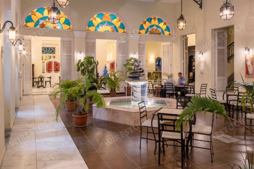 A beautiful restaurant in the Hotel E Louvre, matanzas, Cuba