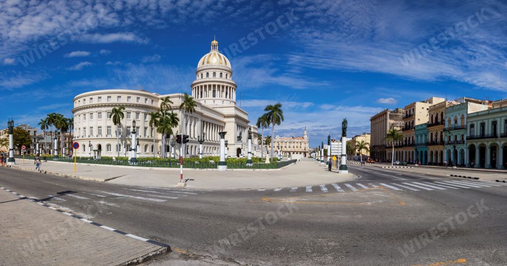 The National Capitol Building of Havana, Cuba against the blue sky on a sunny day