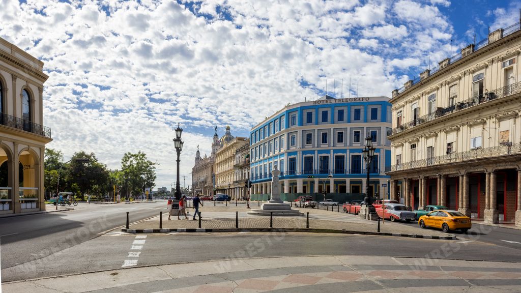 A stunning view of a Havana Central park from Prado street in Cuba