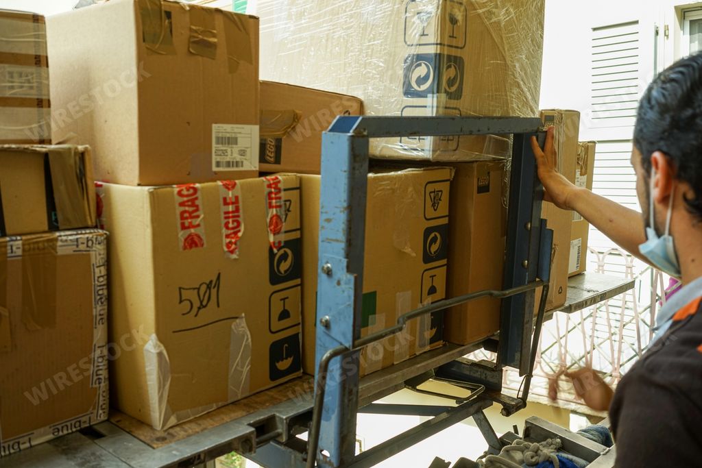 The home moving boxes packed in an apartment