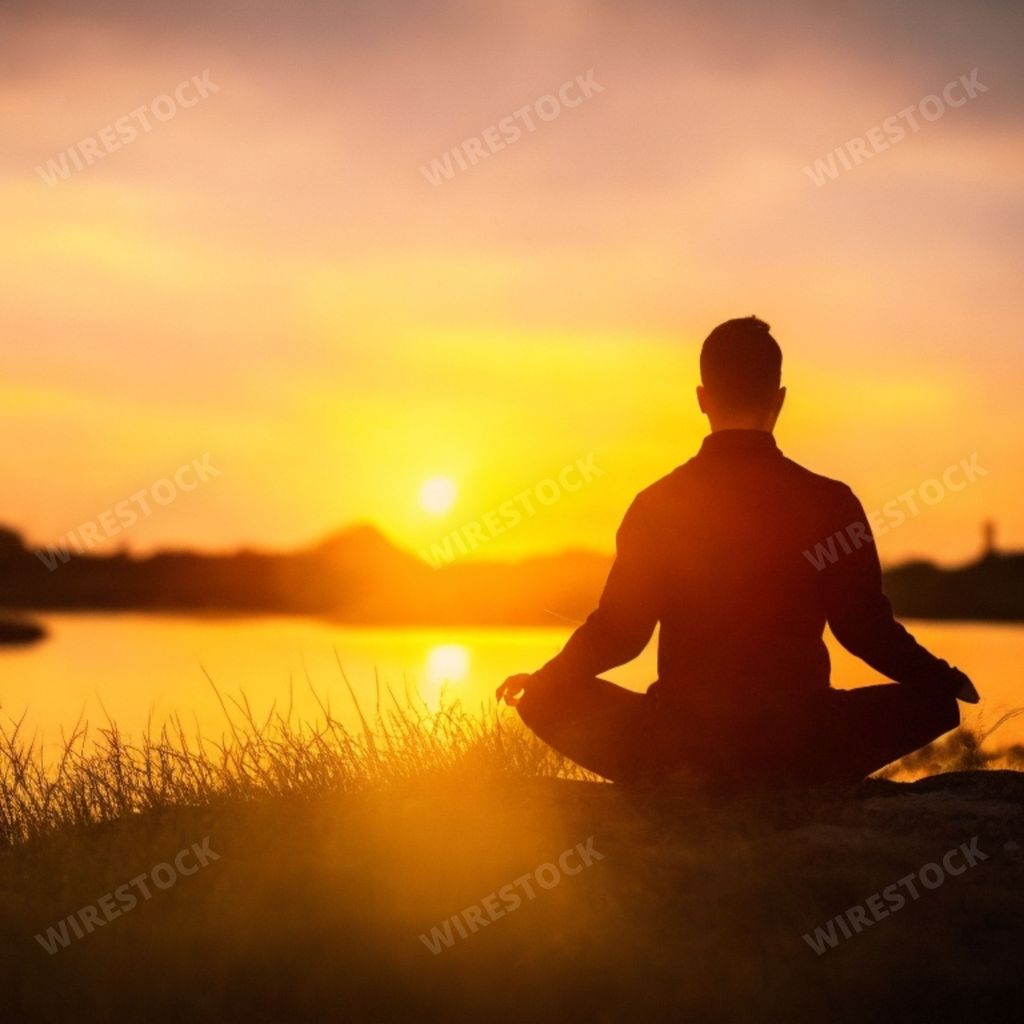 An AI illustration of An AI generated illustration of A silhouette of a person sitting on the ground with their back to the camera, taking in the stun