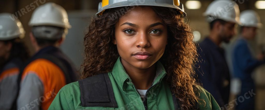An AI generated illustration of a young female worker at a construction site
