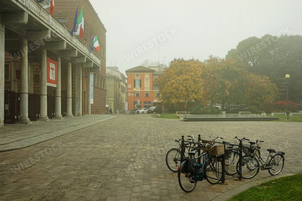 A beautiful view of the Piazza Marconi during autumn in Cremona, Italy