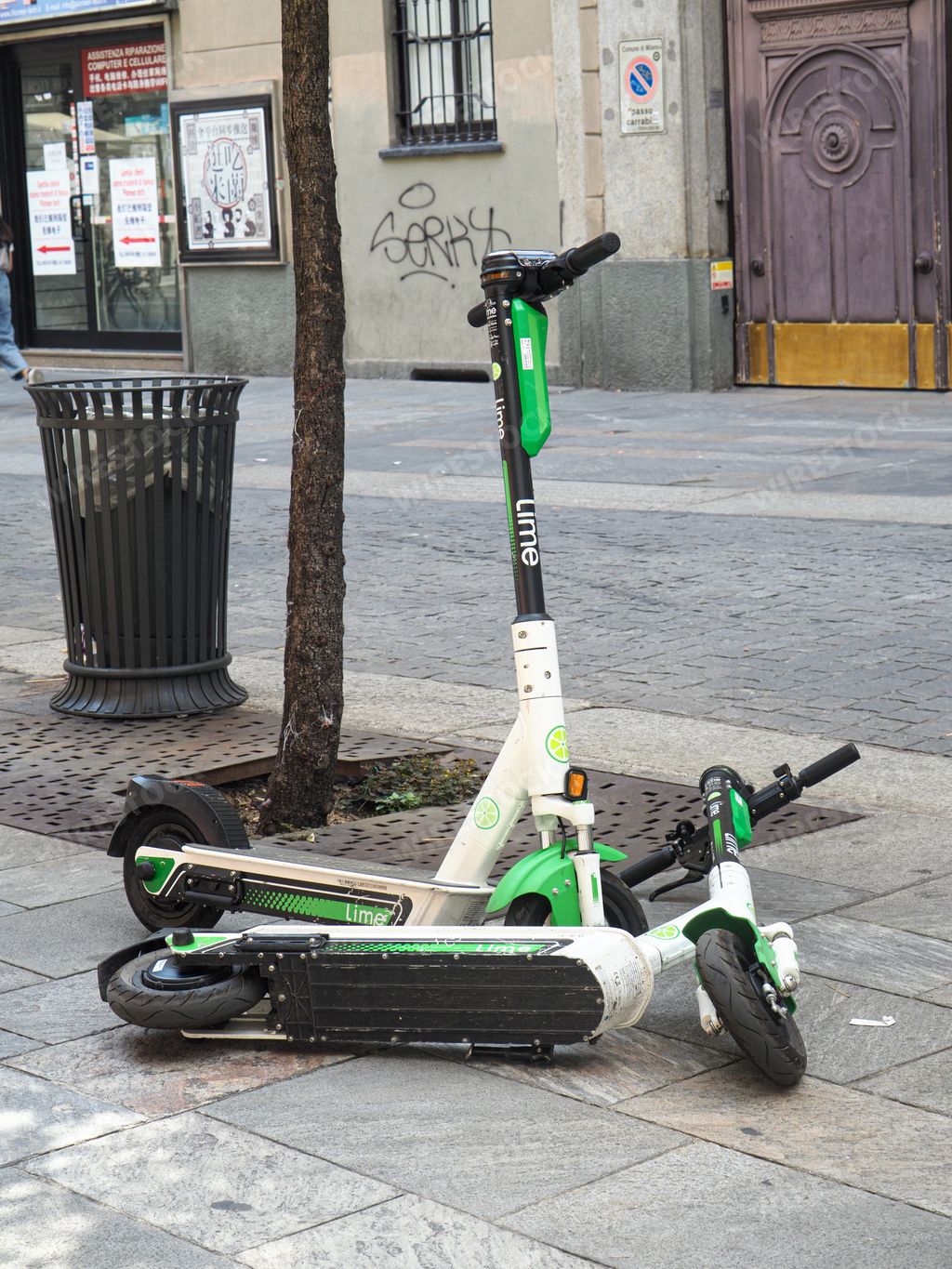 An Electric bikes and scooter rental by smartphone app in Milan Italy