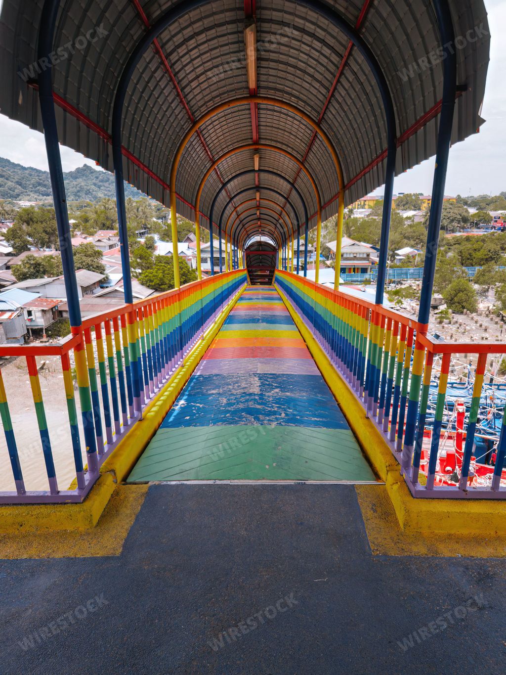 Interior of the Rainbow bridge in Kuala Perlis. Selective focus.