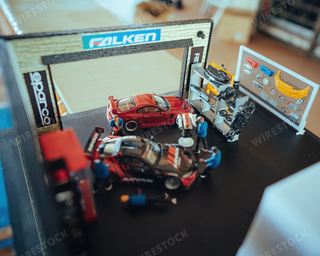 Perak, Malaysia - Aug 12, 2022 : Custom Model Car Toyota Supra in a workshop by Hot Wheels, Hot Wheels Made In Malaysia