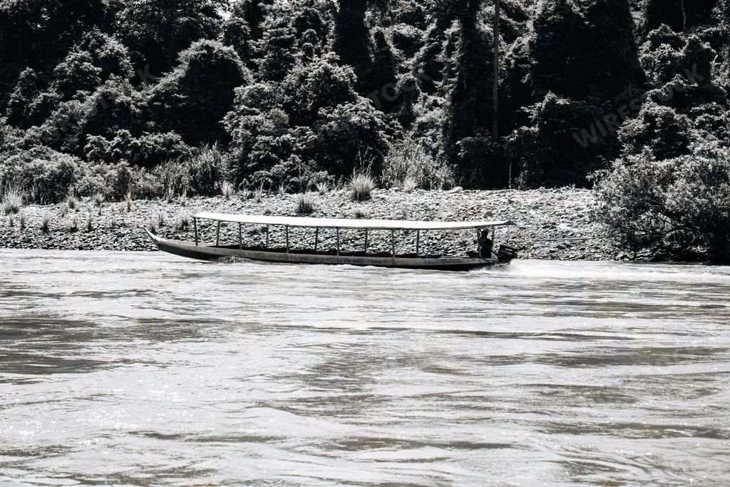 Long boat on the river in Taman Negara Pahang, Malaysia.