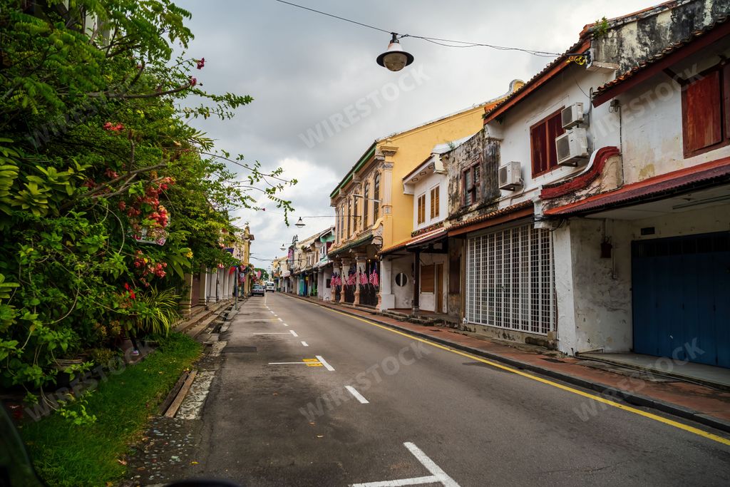 Melaka, Malaysia - Aug 25, 2022 Beautiful old buildings with amazing exterior architecture..
