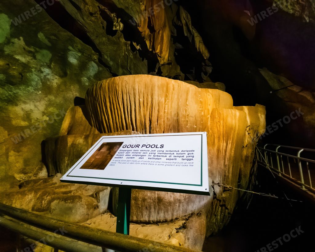 Gour Pools signboard in Gua Kelam or Kelam Cave in Perlis, Malaysia.