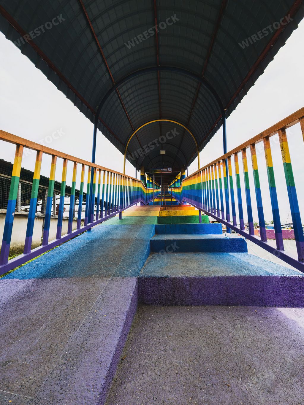 Interior of the Rainbow bridge in Kuala Perlis. Selective focus. Low angle view.