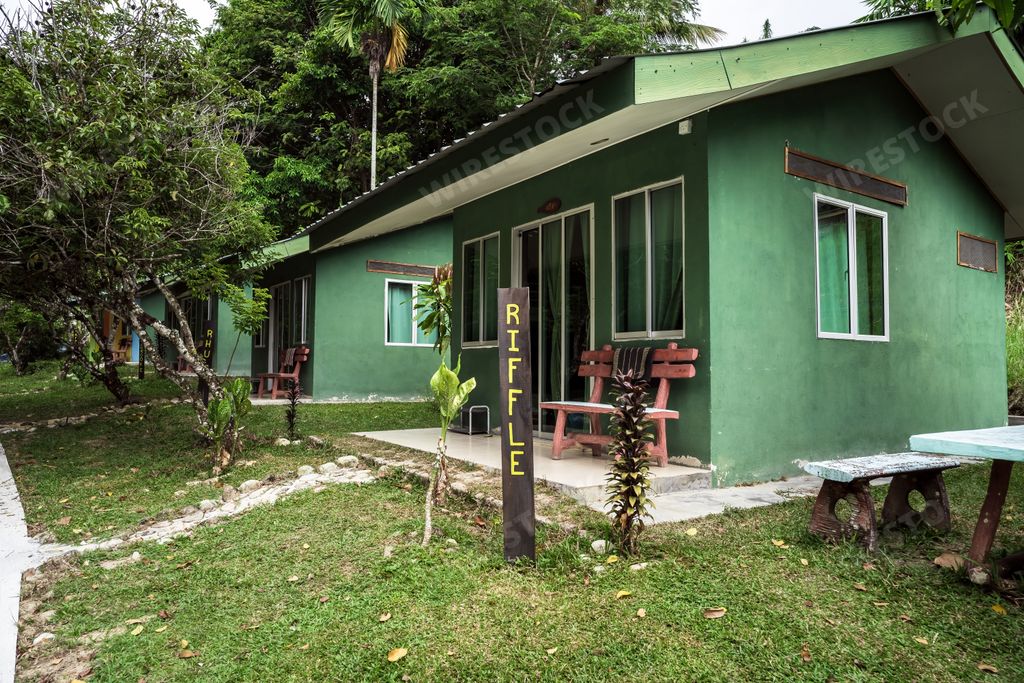 Perak, Malaysia - Aug 12, 2022 Riverbug, the jungle resort in Gopeng.
