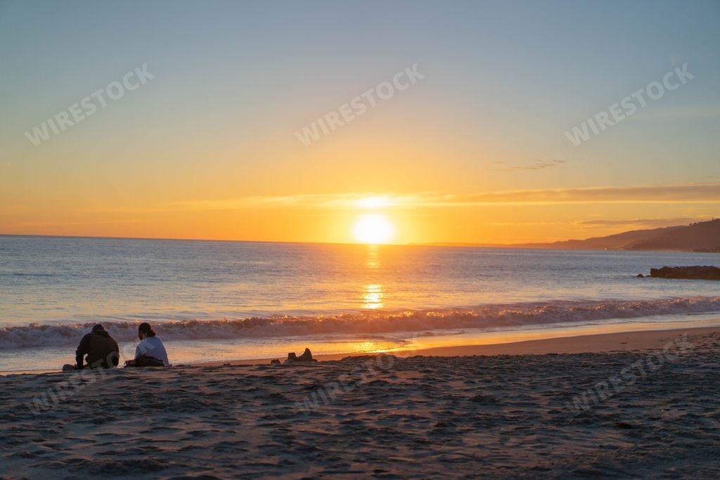 sunset on Santa Monica beach