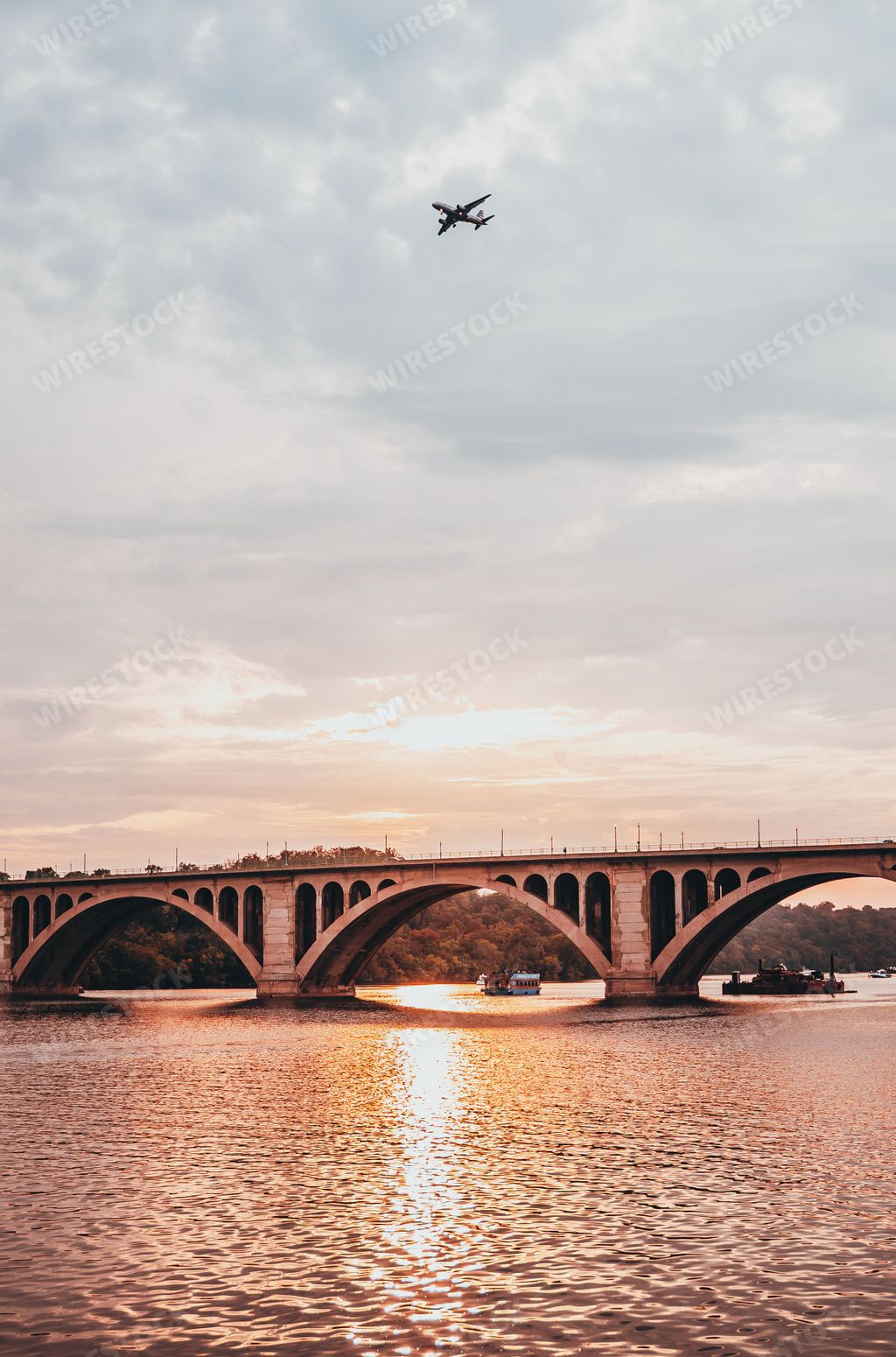 A vertical shot of Francis Scott Key Memorial Bridge in Washington, D.C., United States