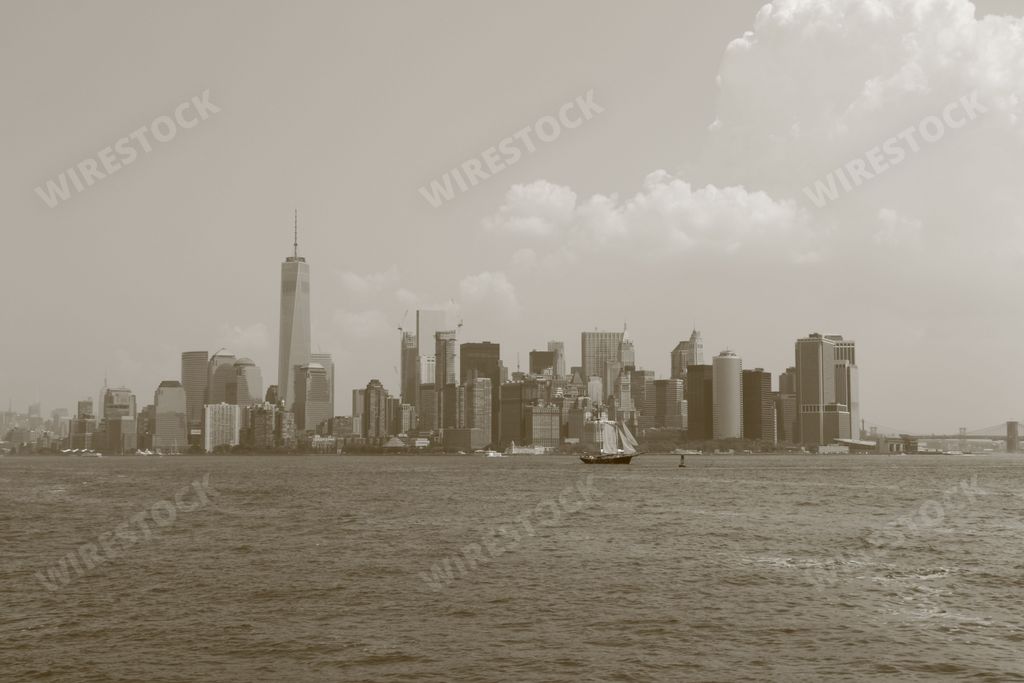 New York city with cloudy sky above
