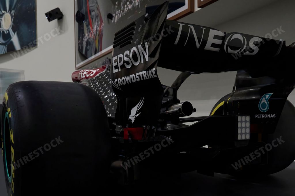 The Hamilton's F1 Mercedes at the Motion. Autos, Art, Architecture exhibition at Guggenheim Museum Bilbao, Spain