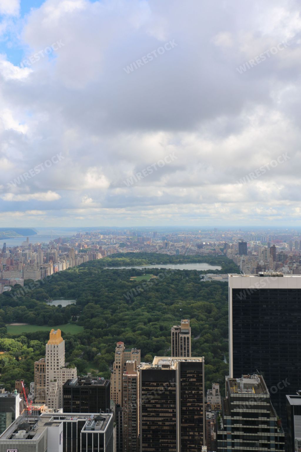 A vertical shot of a cityscape of the Central Park from Top of the Rock, New York city, USA