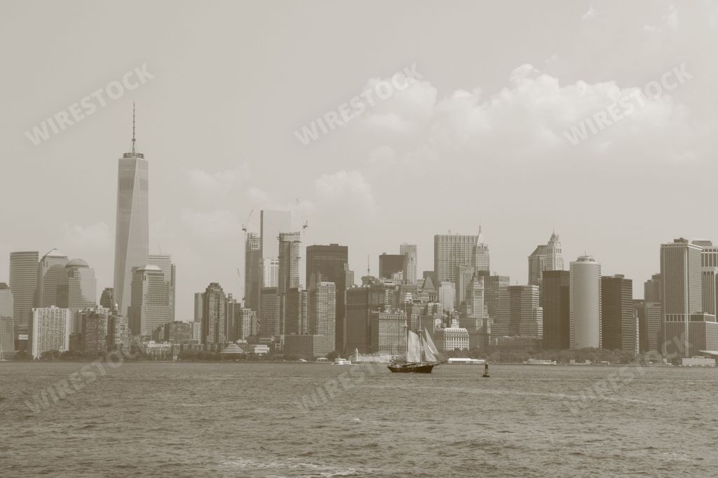 New York city with cloudy sky above