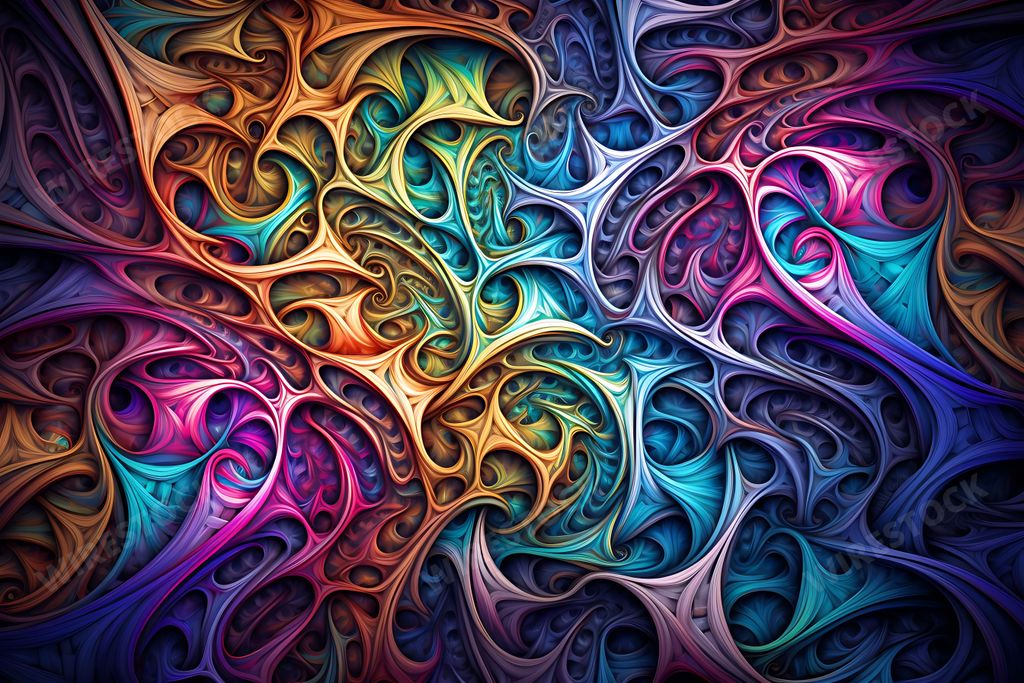 An AI generated illustration of fractal art of vibrant spiral patterns