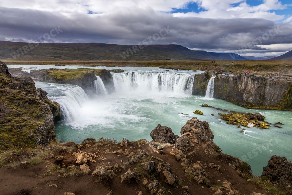 A beautiful shot of the waterfall Dettifoss under the clouds in Iceland