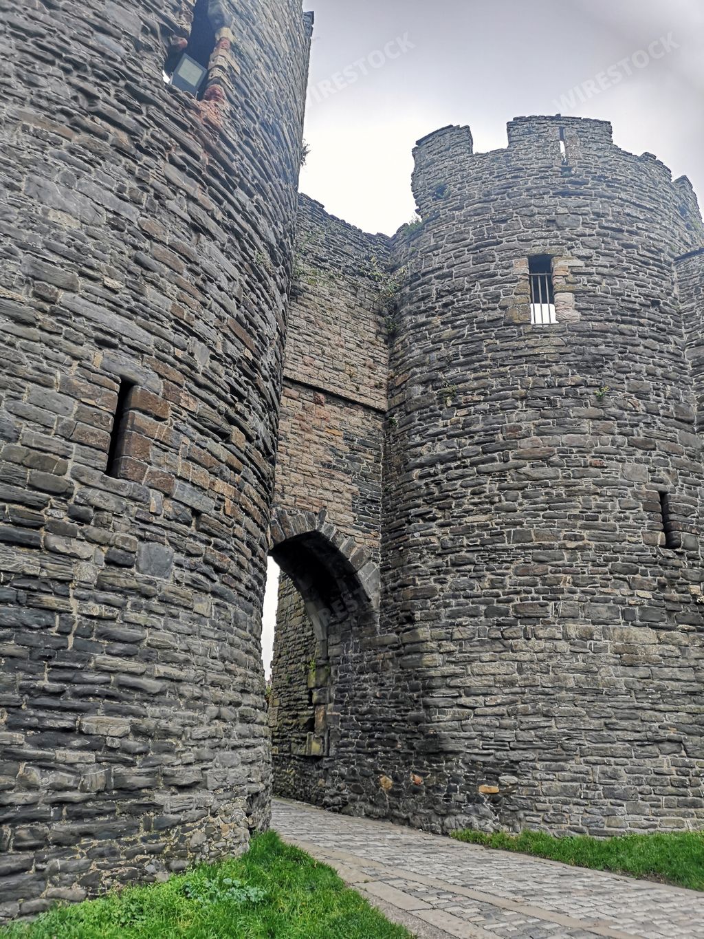 A vertical shot of the historical Welsh castle in the United Kingdom