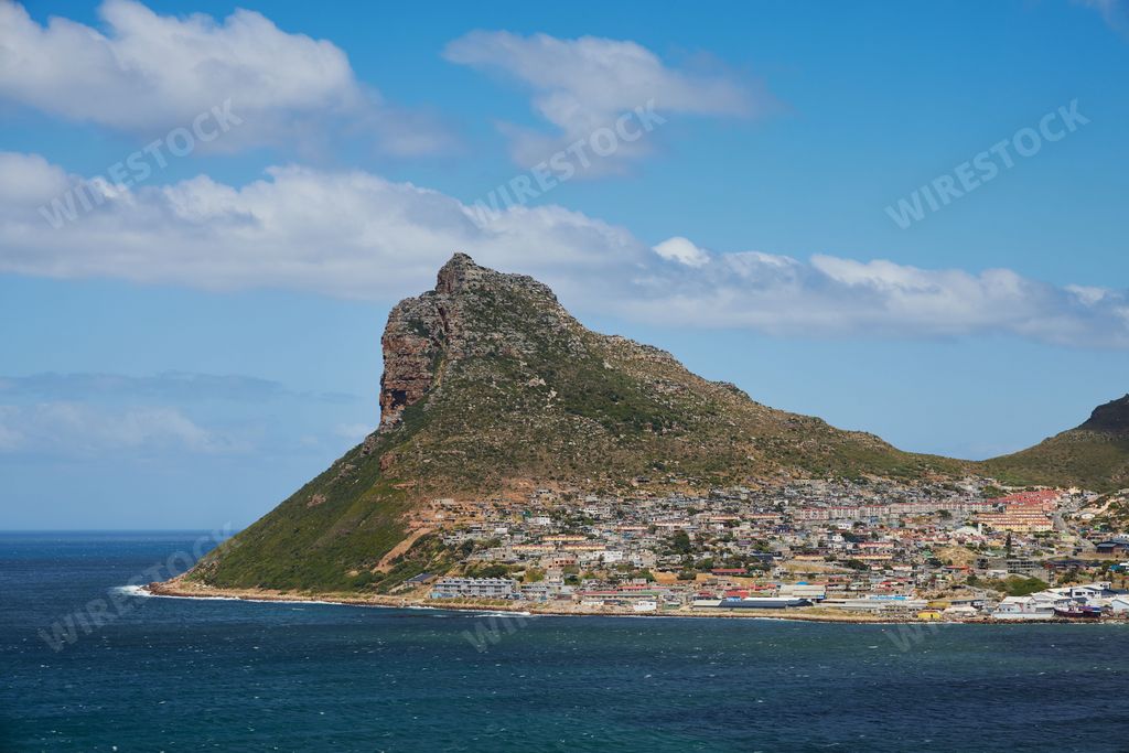 A beautiful view of the Hout Bay in the Western Cape province of South Africa on a sunny day