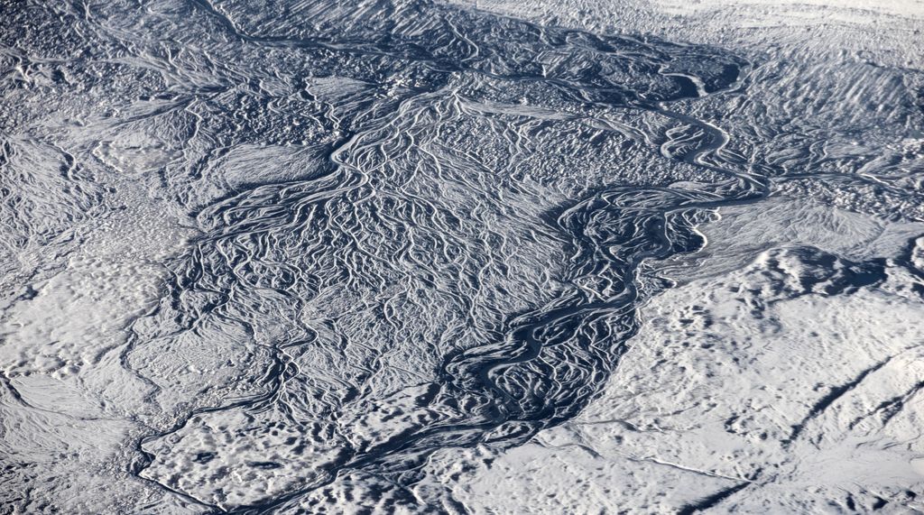 Epic landscape of Iceland during an overflight in autumn