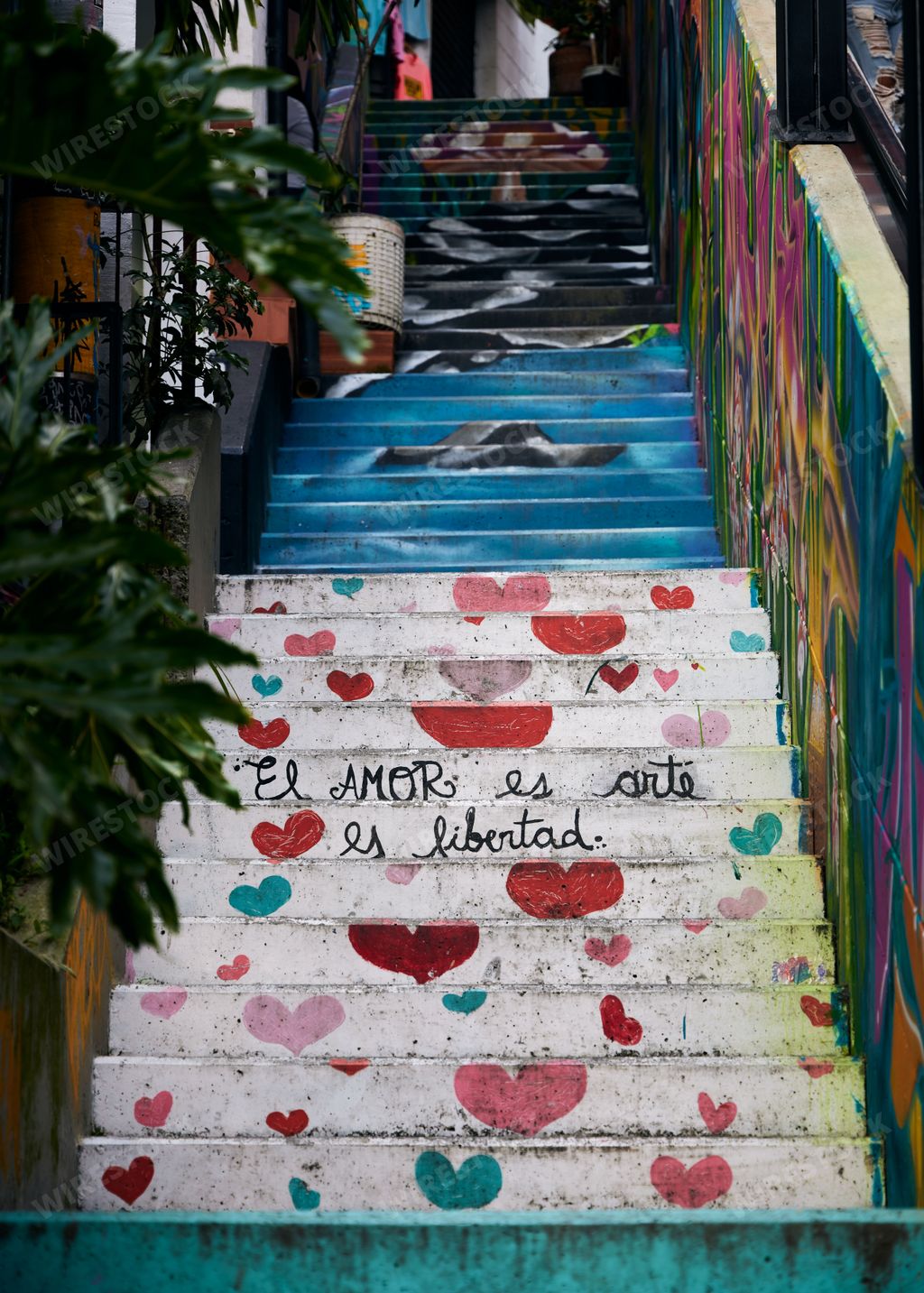 The Medellin Colombia street art in Comuna 13 during a pandemic