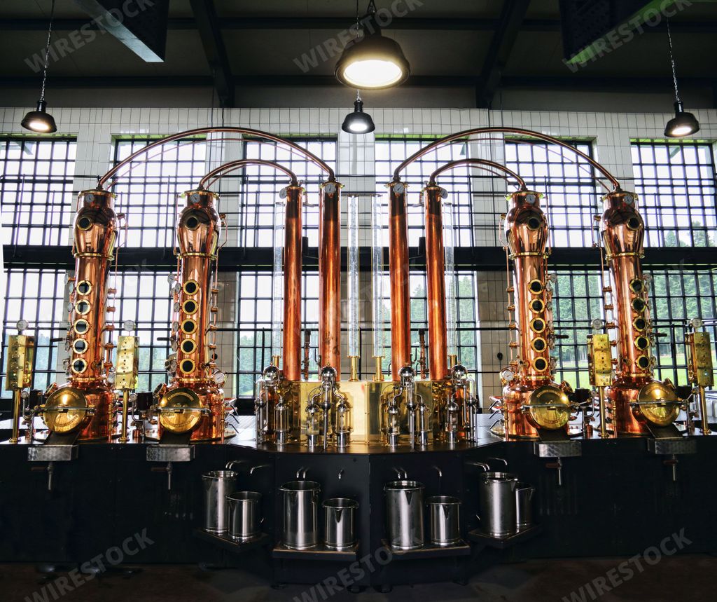 A scene of metal technologies in the Monkey 47 Distillery in Germany's Black Forest